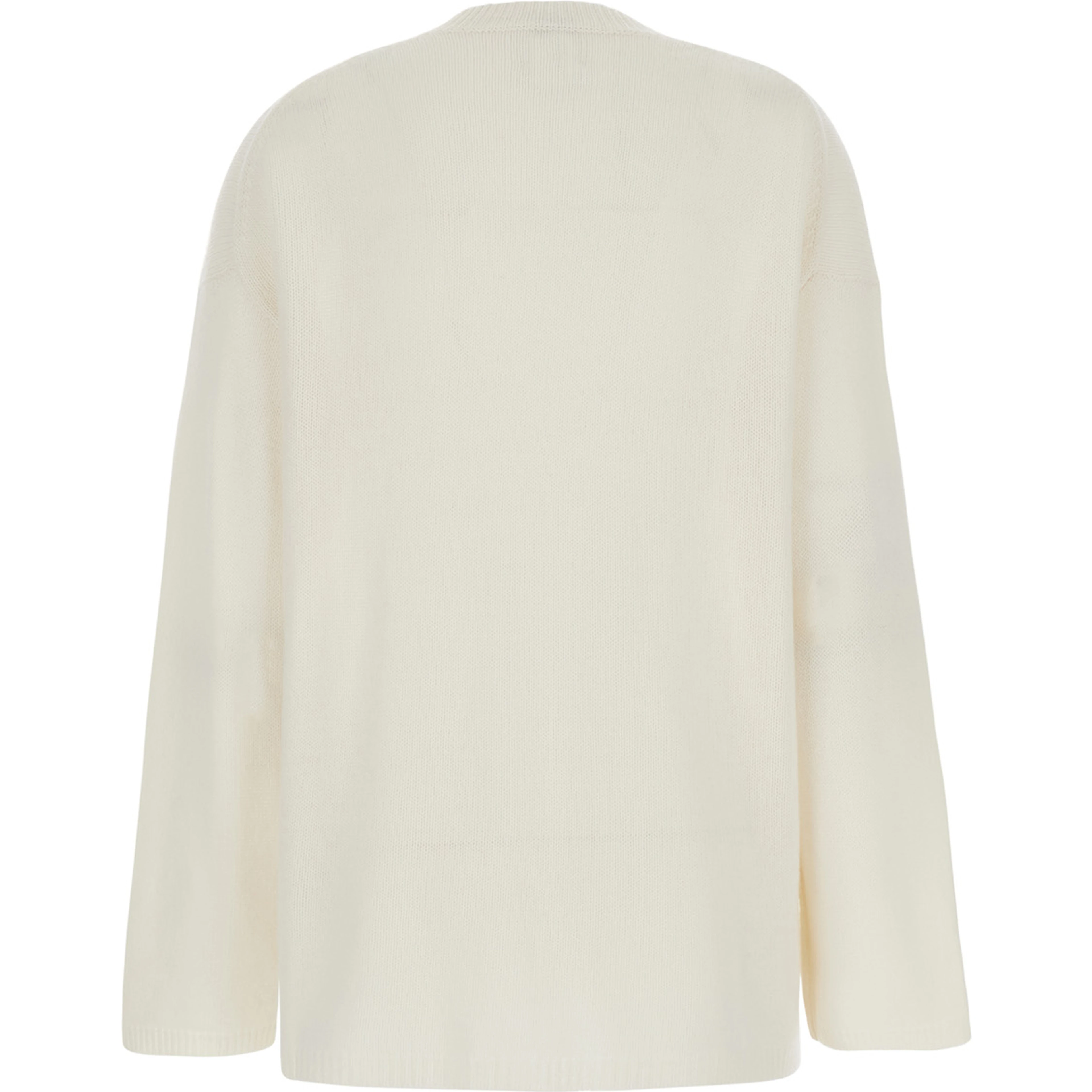 White Relaxed Crewneck Sweater in Cashmere Woman