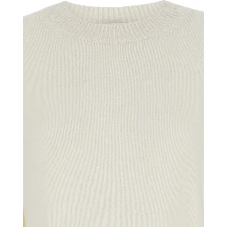 White Relaxed Crewneck Sweater in Cashmere Woman