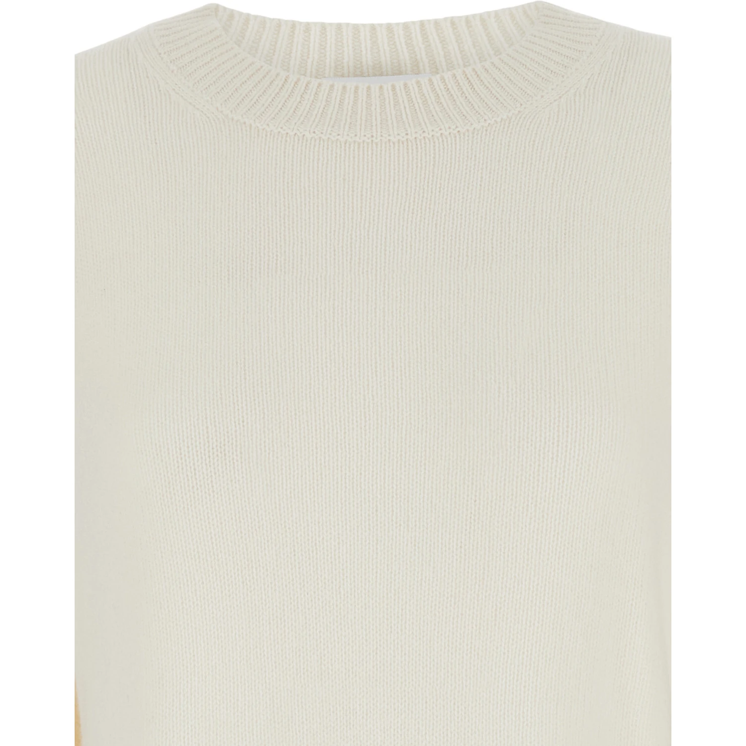 White Relaxed Crewneck Sweater in Cashmere Woman