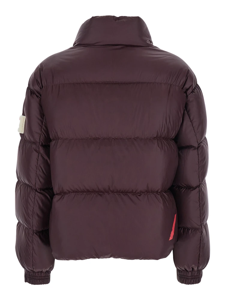Bordeaux Down Jacket with Logo Patch on the Sleeve in Tech Fabric Woman alternative