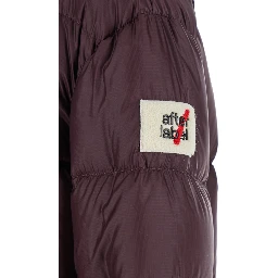 Bordeaux Down Jacket with Logo Patch on the Sleeve in Tech Fabric Woman