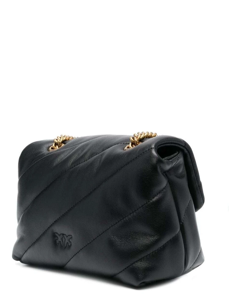 Love Classic Puff Black Shoulder Bag with Diagonal Maxi Quilting in Leather Woman alternative
