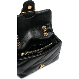 Love Classic Puff Black Shoulder Bag with Diagonal Maxi Quilting in Leather Woman
