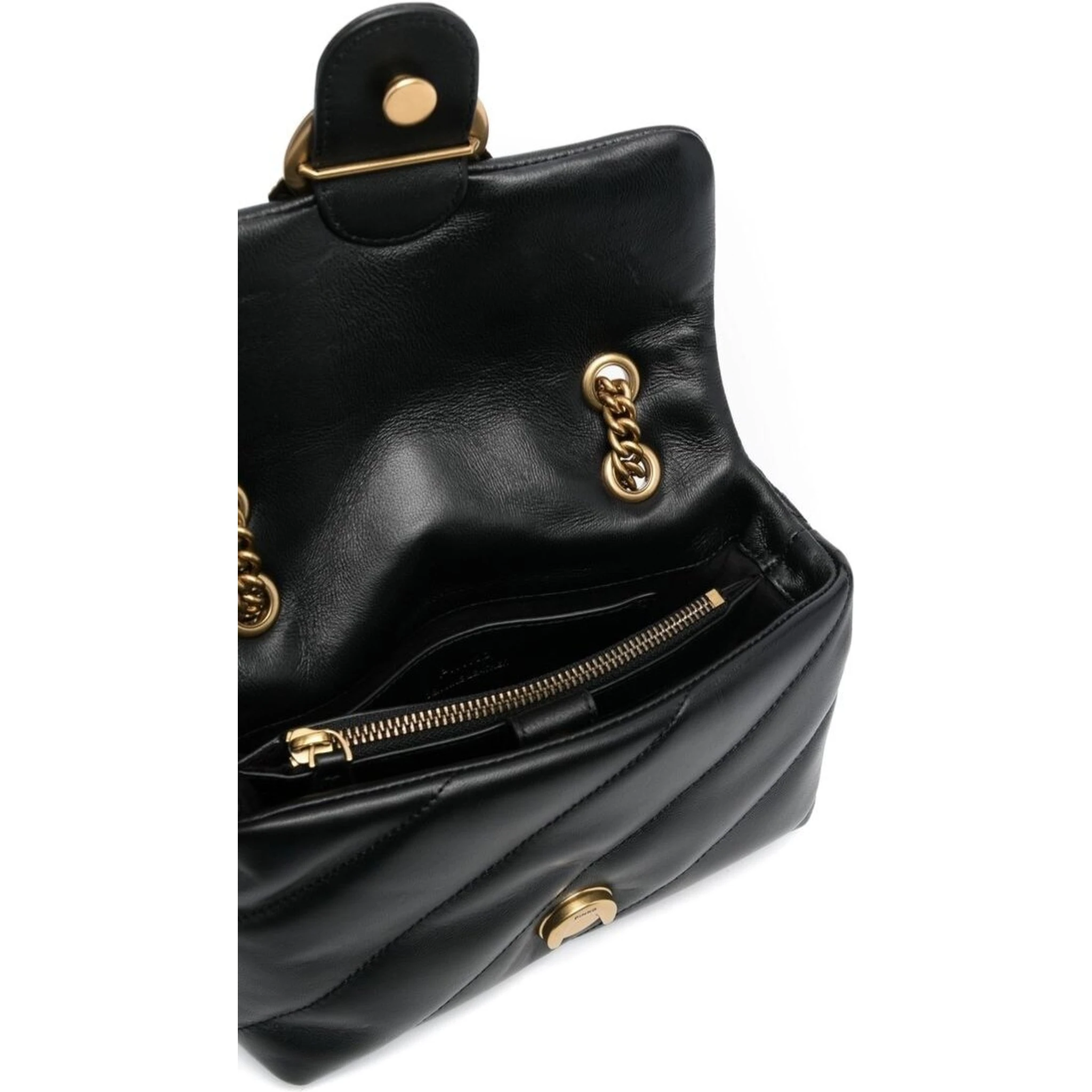 Love Classic Puff Black Shoulder Bag with Diagonal Maxi Quilting in Leather Woman