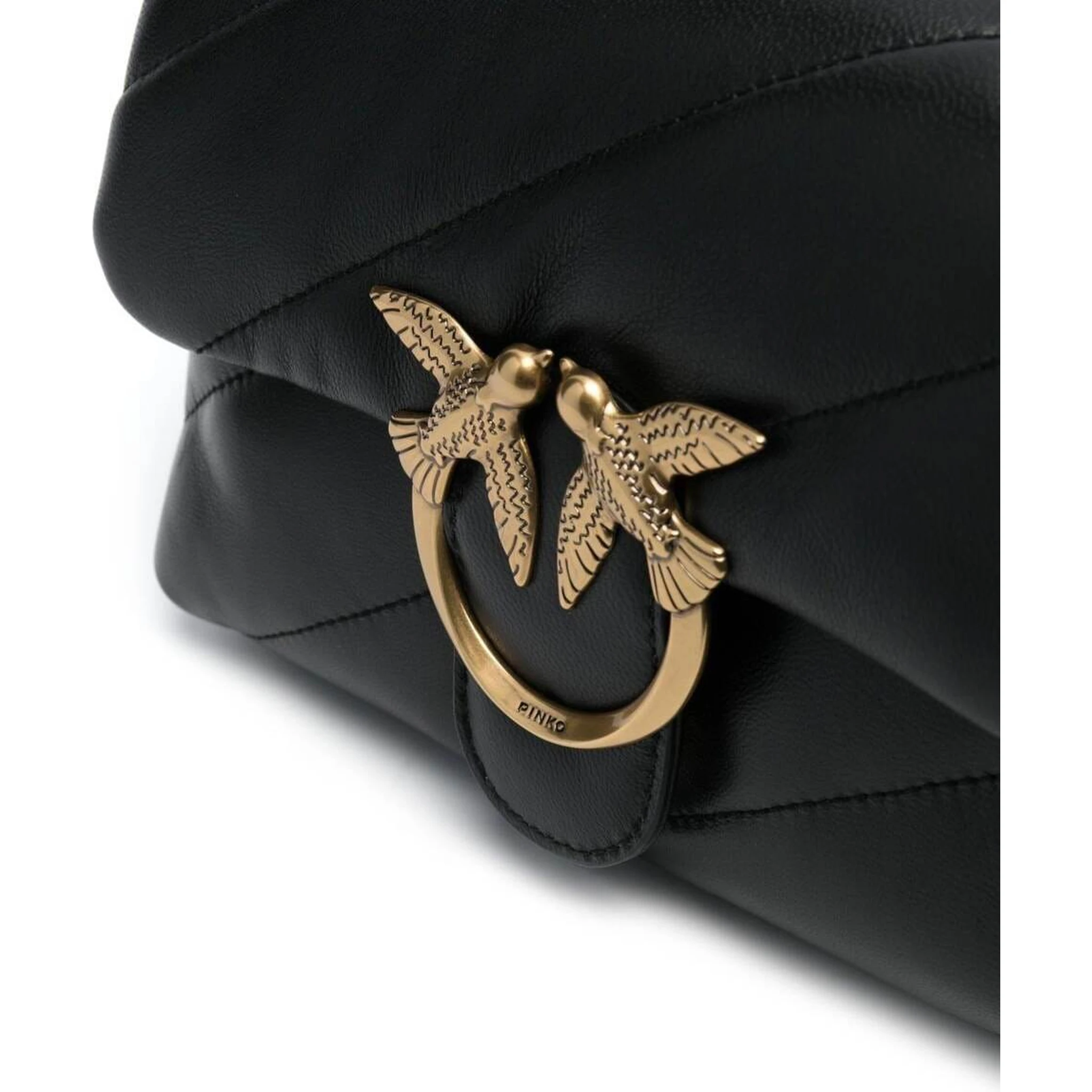 Love Classic Puff Black Shoulder Bag with Diagonal Maxi Quilting in Leather Woman