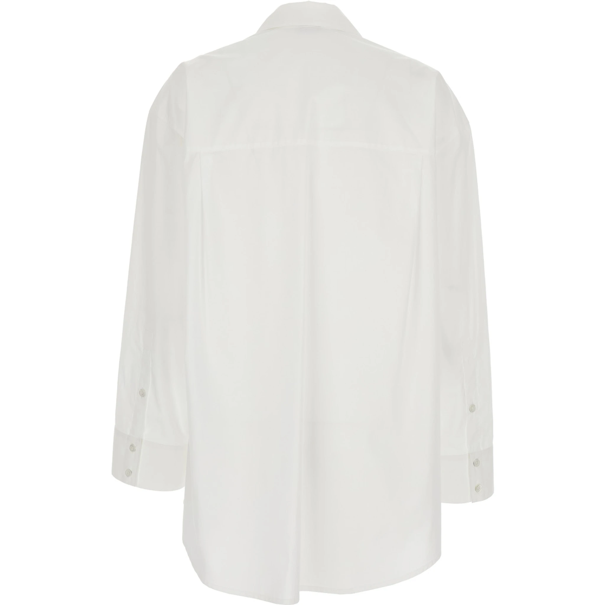 White Shirt with Crystal Decoration on the Front in Cotton Woman