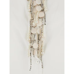 White Shirt with Crystal Decoration on the Front in Cotton Woman