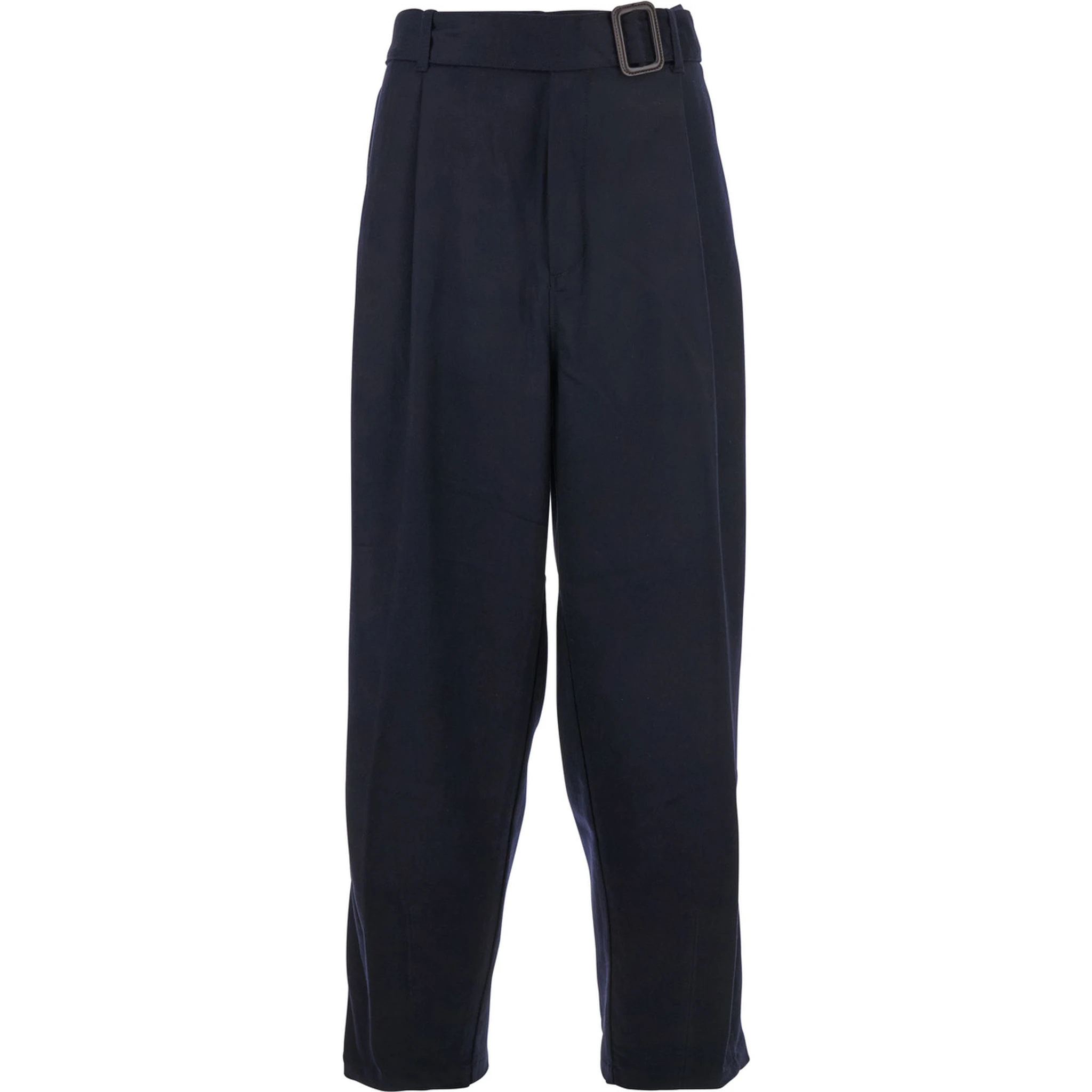 Blue Pants with Buckled Belt in Wool and Cashmere Man