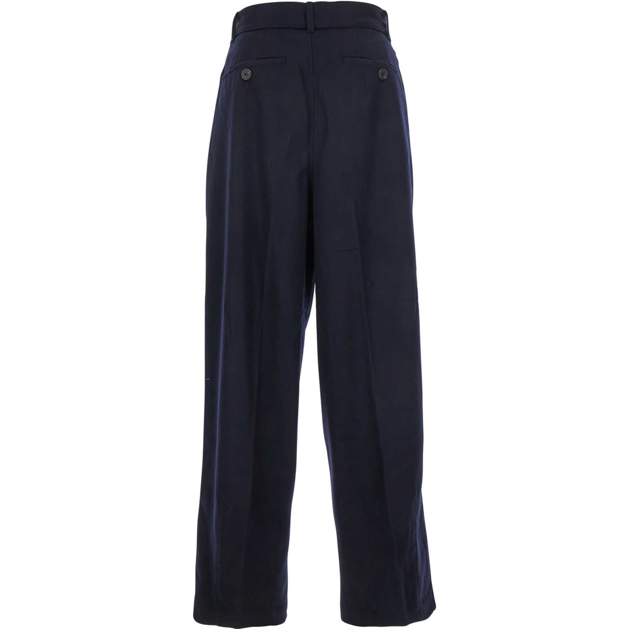 Blue Pants with Buckled Belt in Wool and Cashmere Man