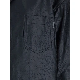 Dark Blue Shirt with Classic Collar and Chest Pocket in Cotton Man
