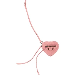 Le City Pink Keychain with Heart Shaped Charm in Leather Woman