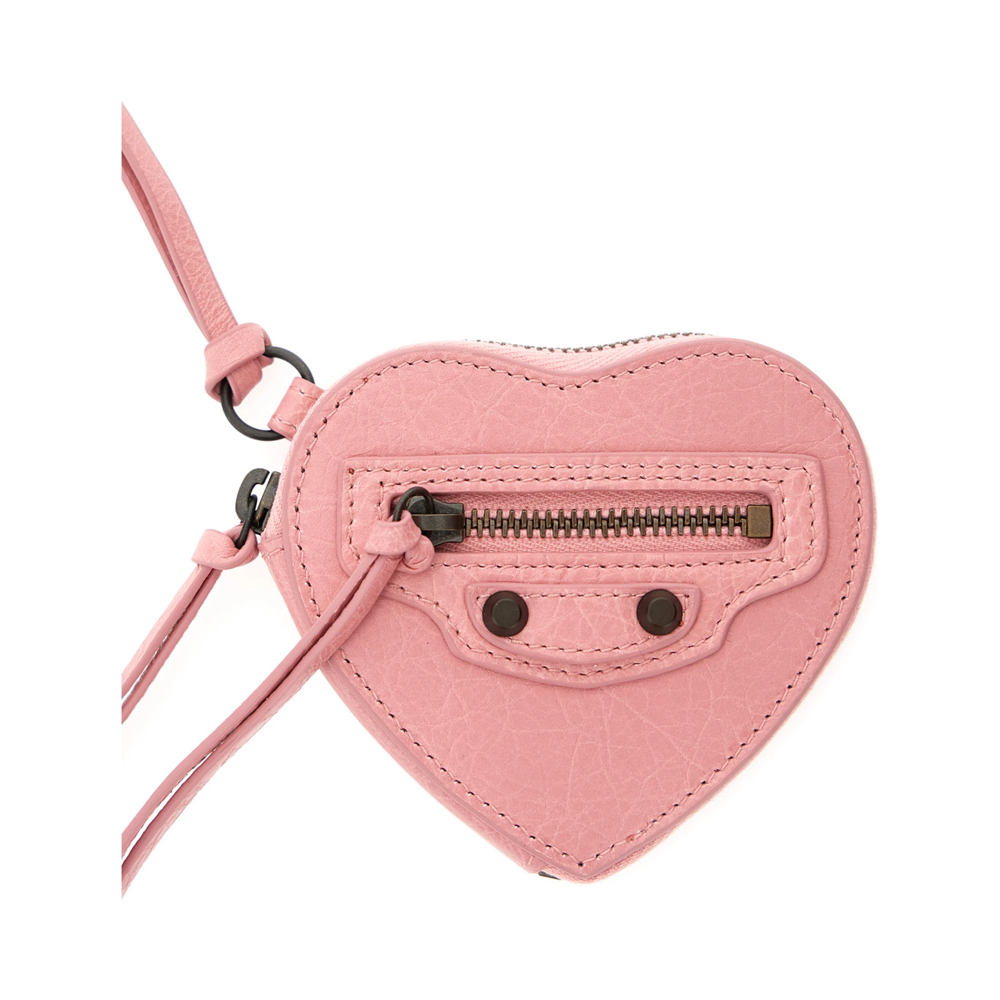 Le City Pink Keychain with Heart Shaped Charm in Leather Woman