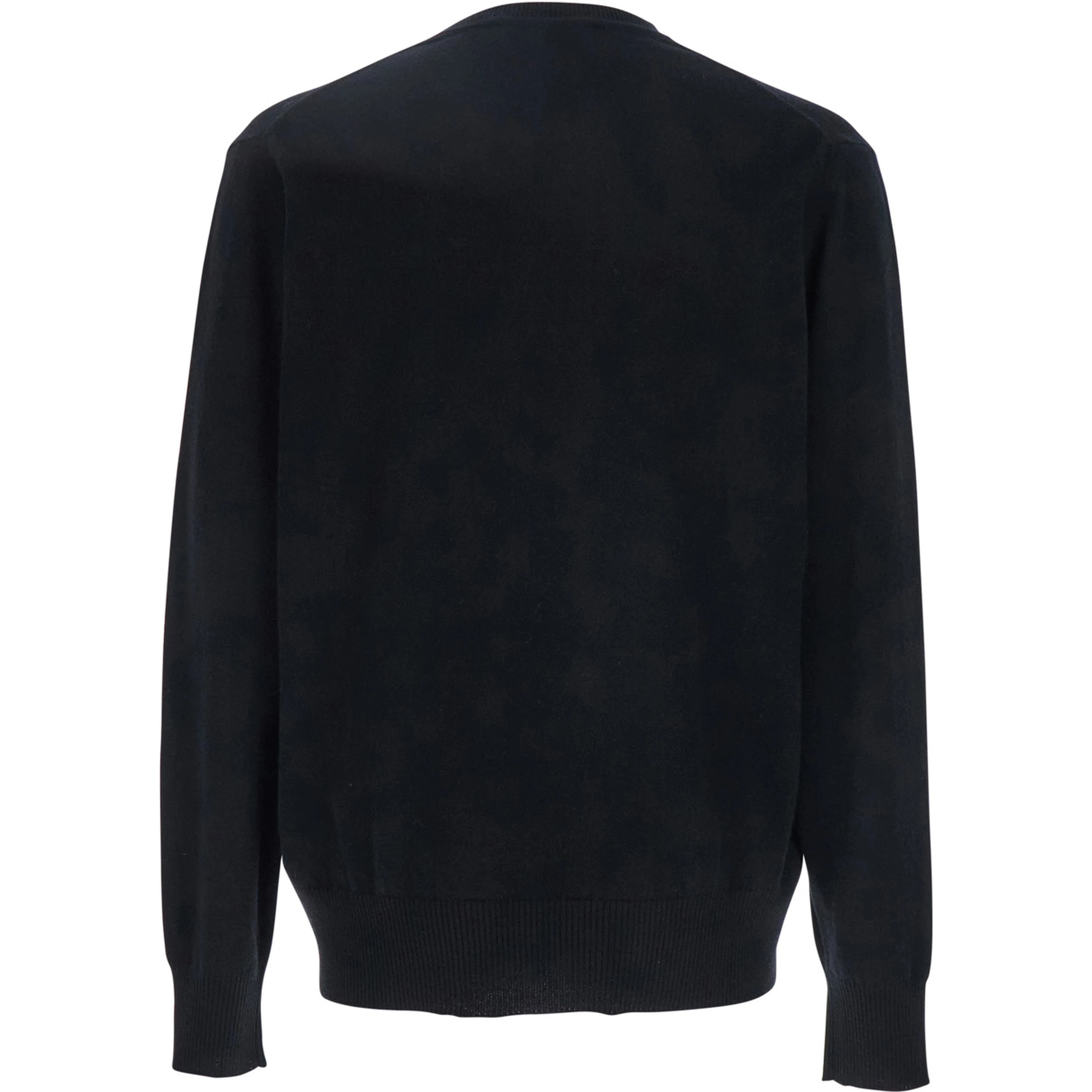 Alex Black Crewneck Sweater with Orb Logo Detail on the Front in Wool and Cashmere Woman