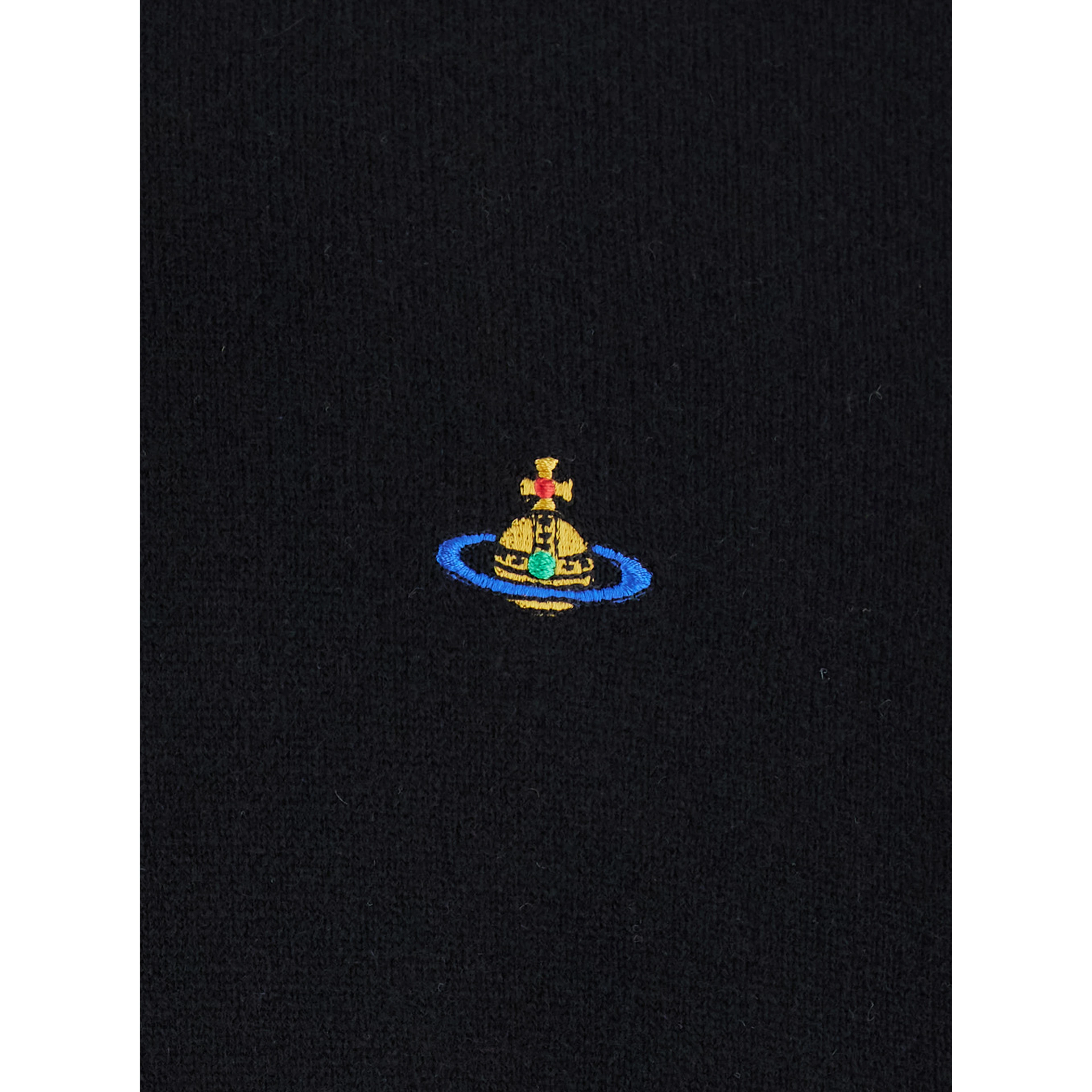 Alex Black Crewneck Sweater with Orb Logo Detail on the Front in Wool and Cashmere Woman