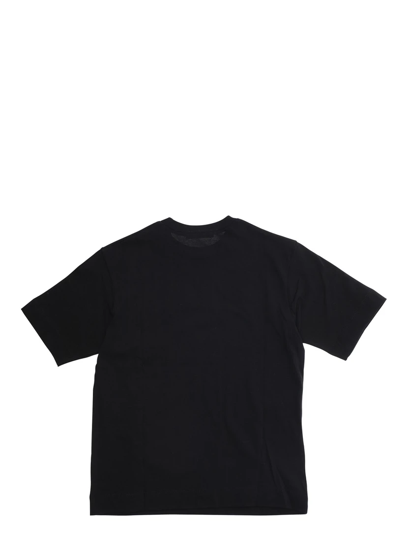 Black T-Shirt with Front Logo Lettering in Cotton Boy