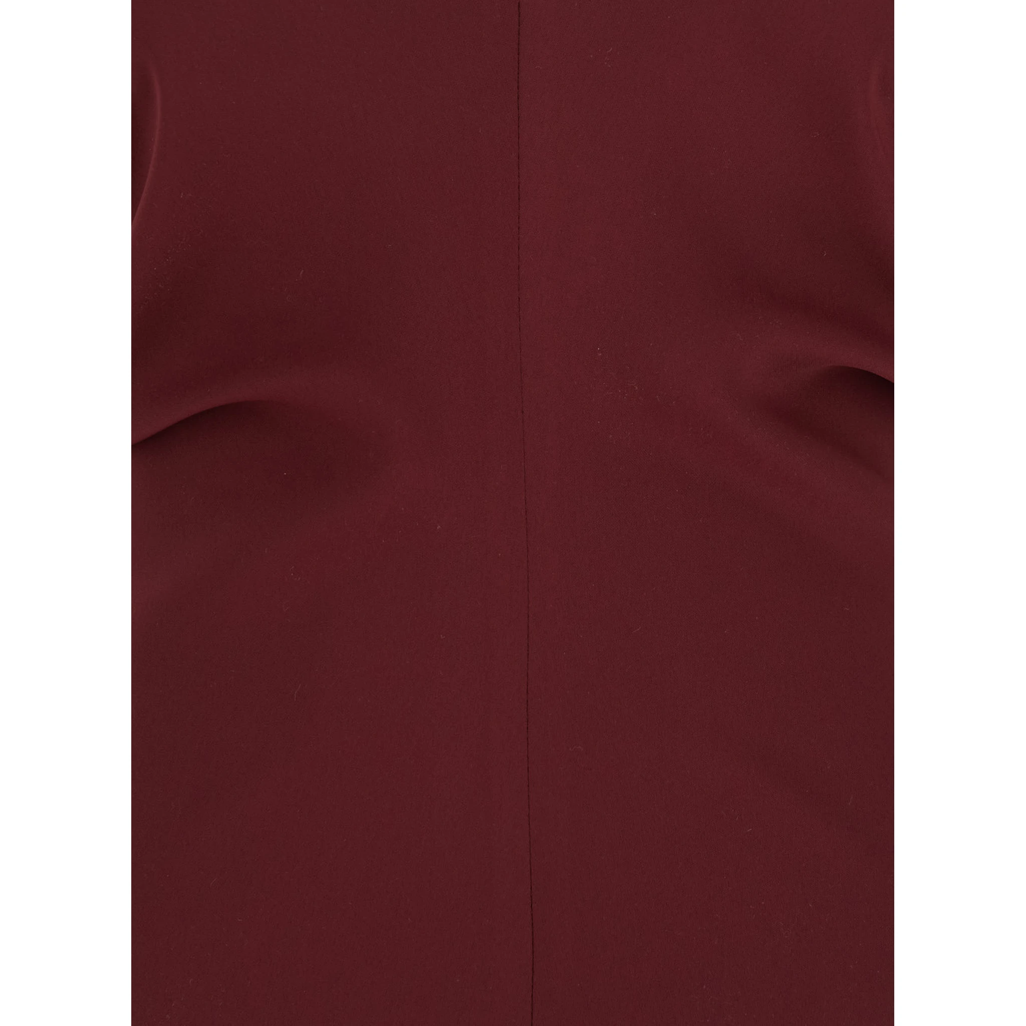 Bordeaux Dress with V Neck and Short Sleeves in Tech Fabric Woman
