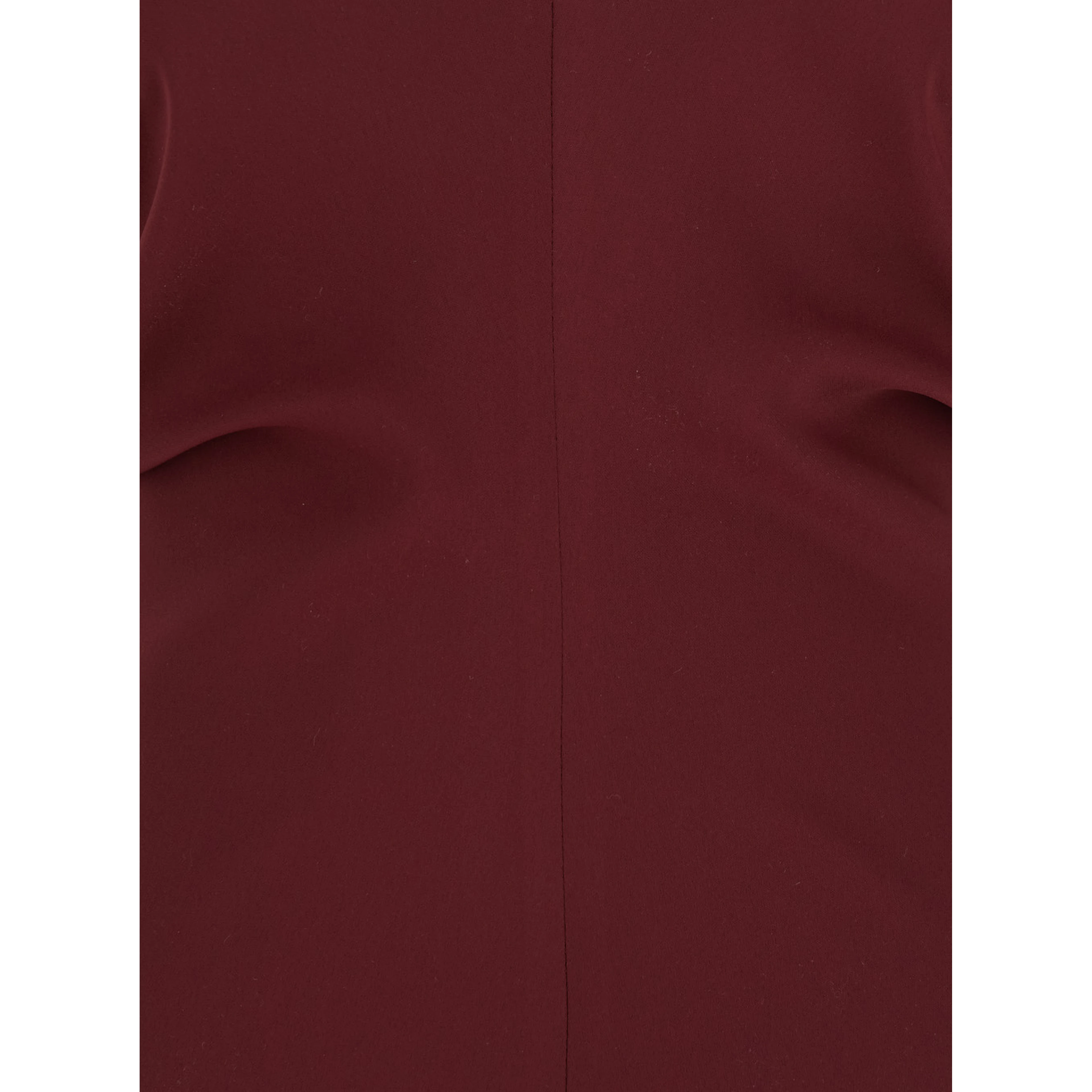 Bordeaux Dress with V Neck and Short Sleeves in Tech Fabric Woman