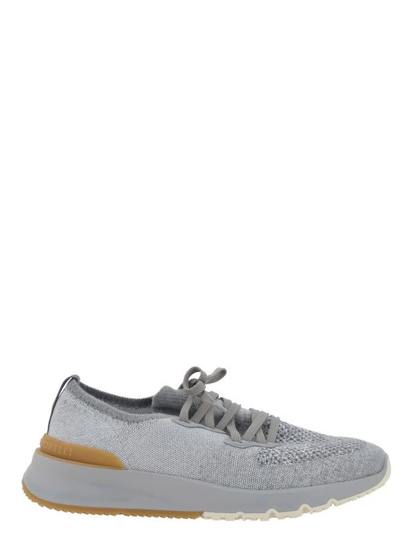 Gray Cotton Athletic Sneakers