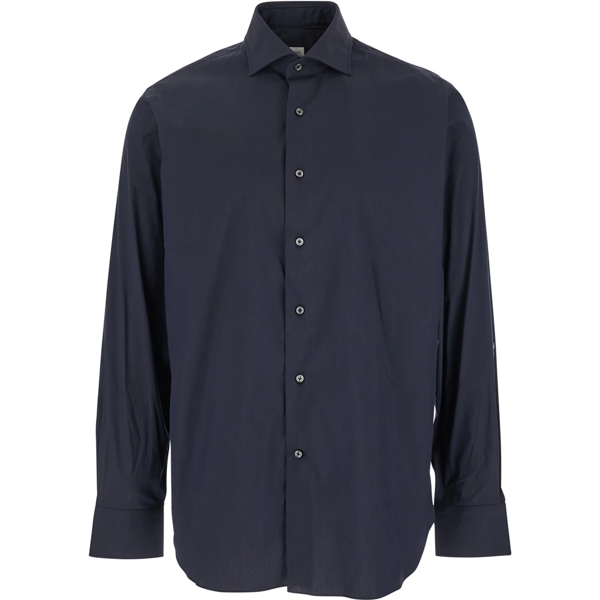 Blue Shirt with Classic Collar in Cotton Blend Stretch  Man