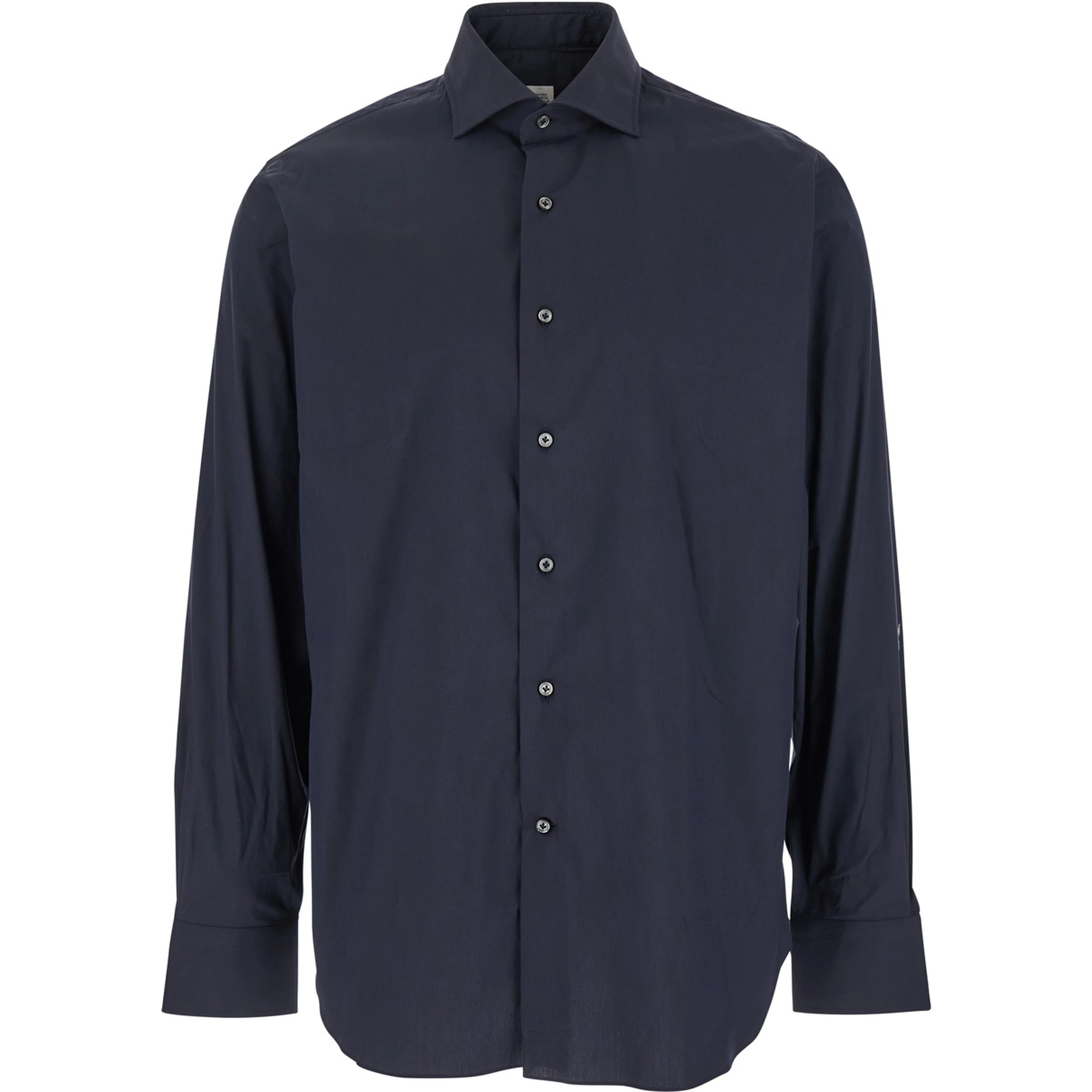 Blue Shirt with Classic Collar in Cotton Blend Stretch Man