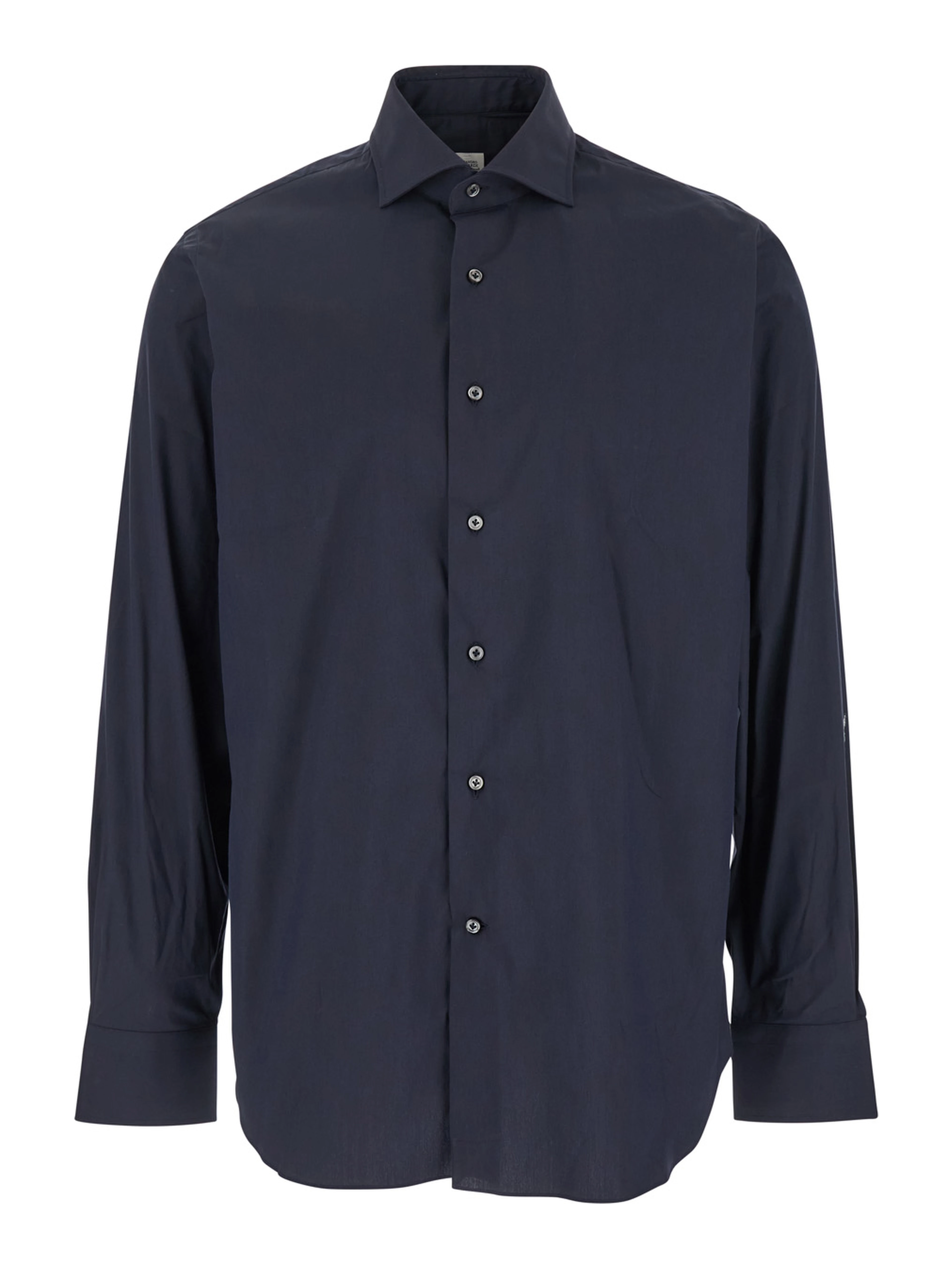 Blue Shirt with Classic Collar in Cotton Blend Stretch Man