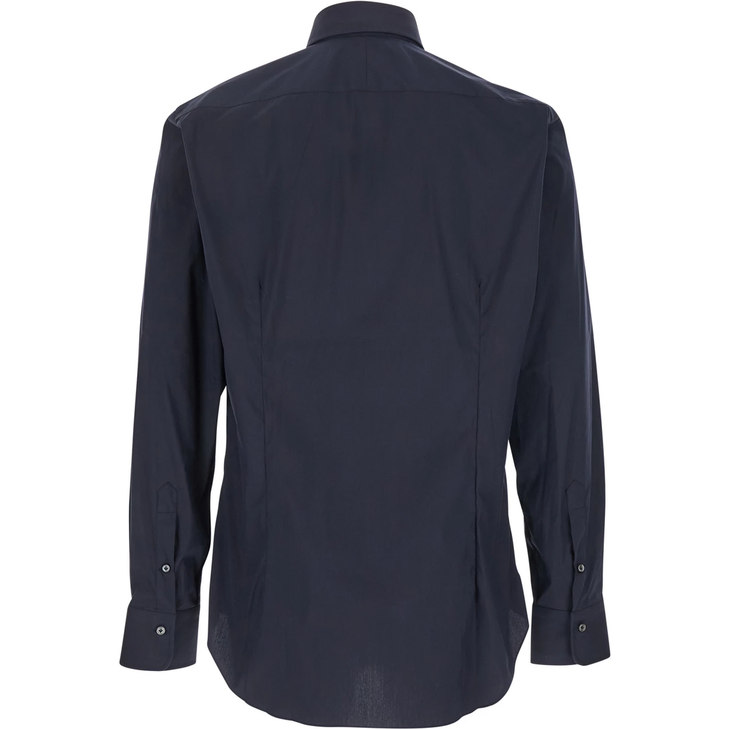 Blue Shirt with Classic Collar in Cotton Blend Stretch  Man