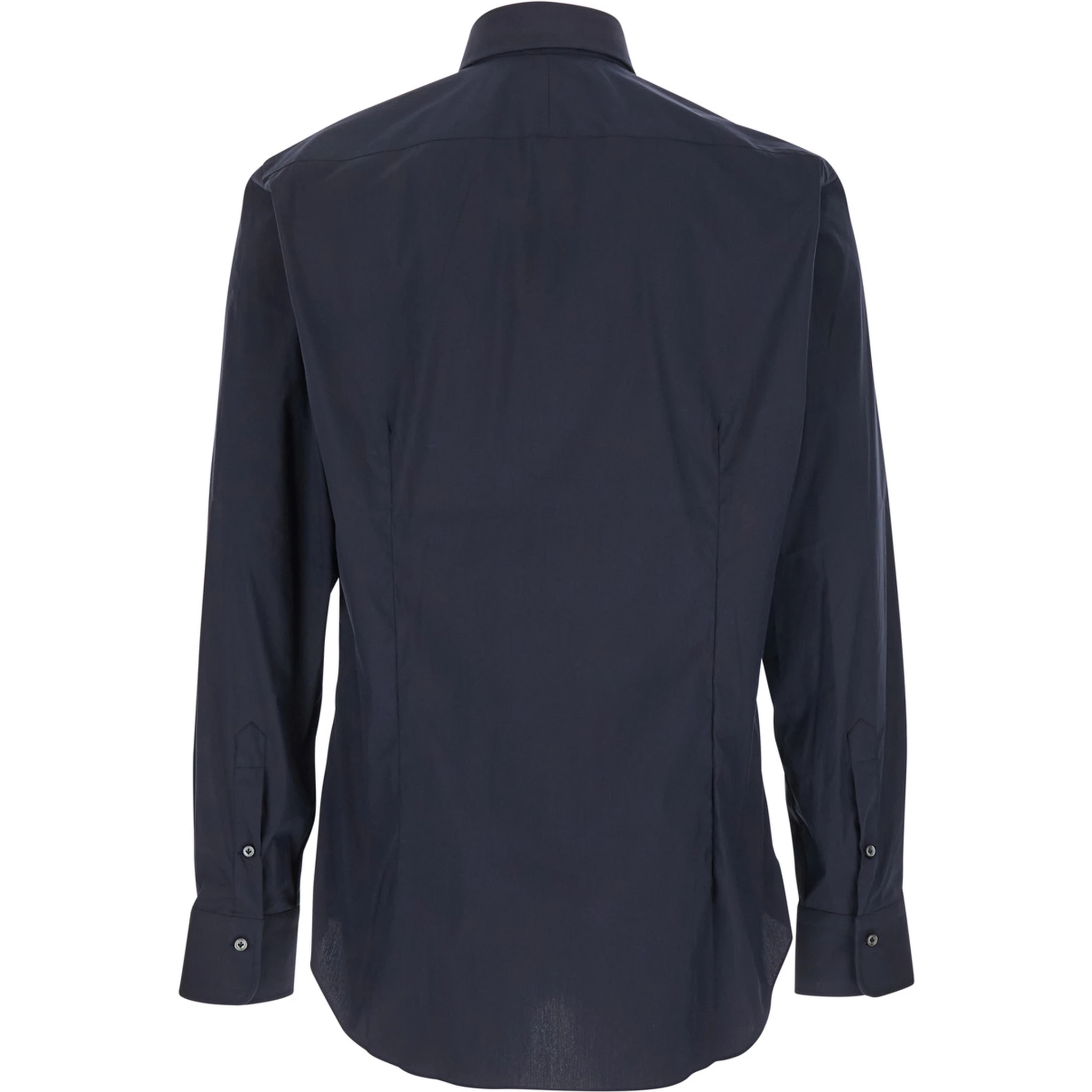 Blue Shirt with Classic Collar in Cotton Blend Stretch  Man