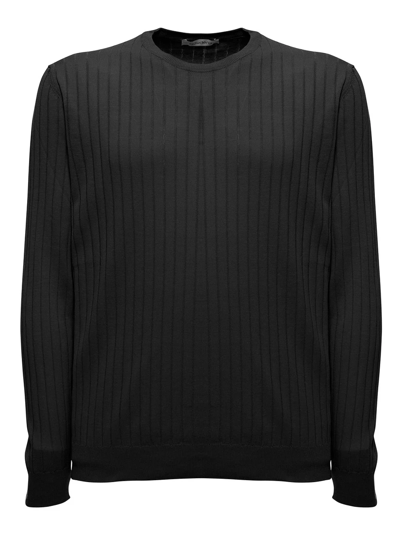 Gaudenzi Mans Long-Sleeved Ribbed Cotton Sweater