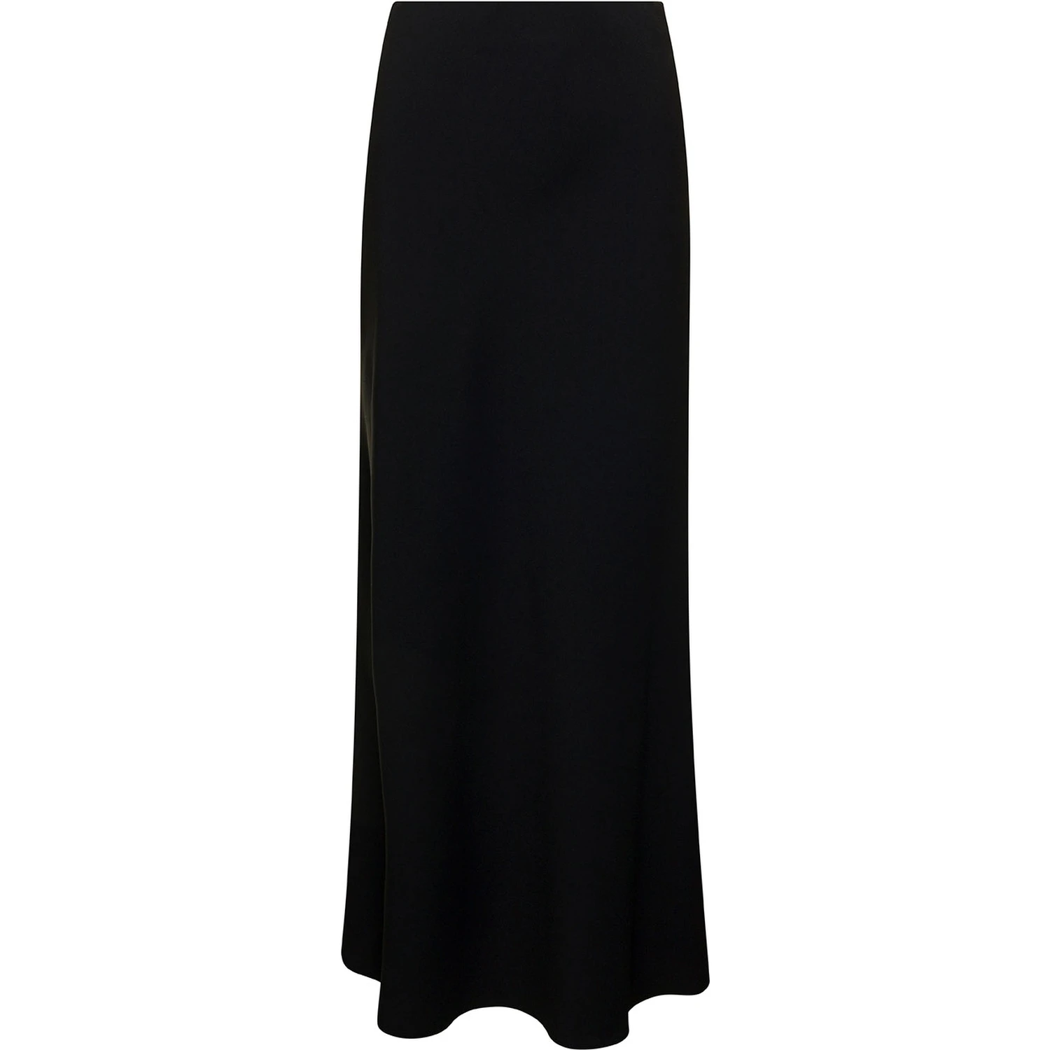 Black Midi Skirt with Volant Detail at the End in Satin Woman