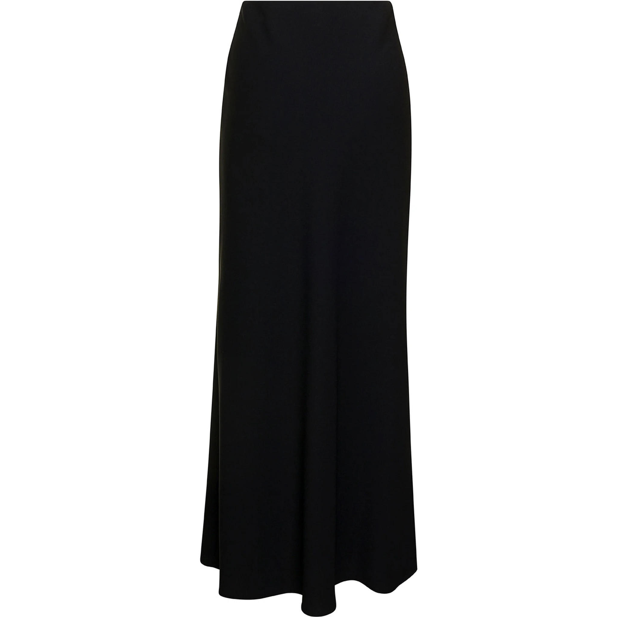 Black Midi Skirt with Volant Detail at the End in Satin Woman