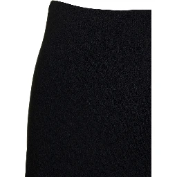 Black Midi Skirt with Volant Detail at the End in Satin Woman