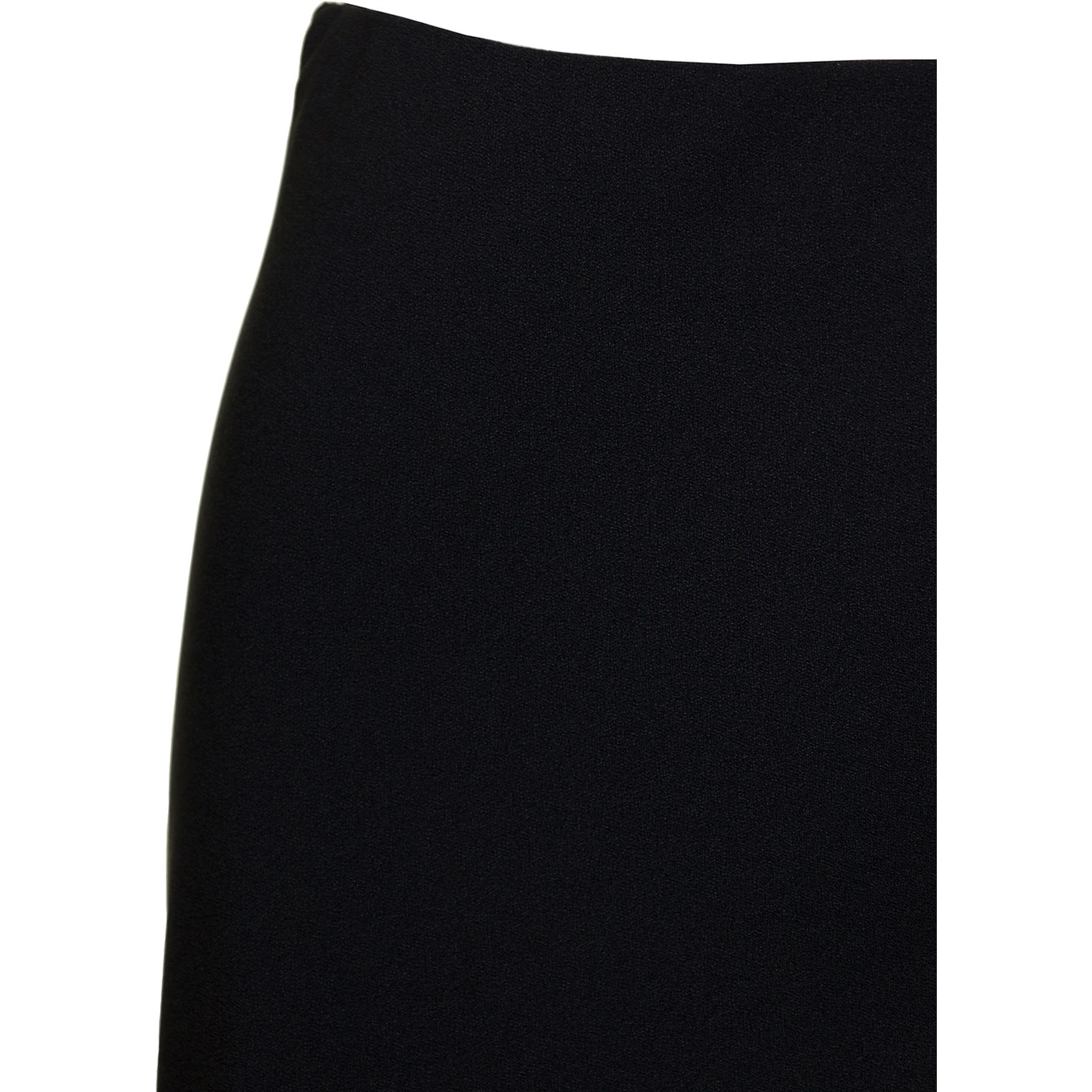 Black Midi Skirt with Volant Detail at the End in Satin Woman