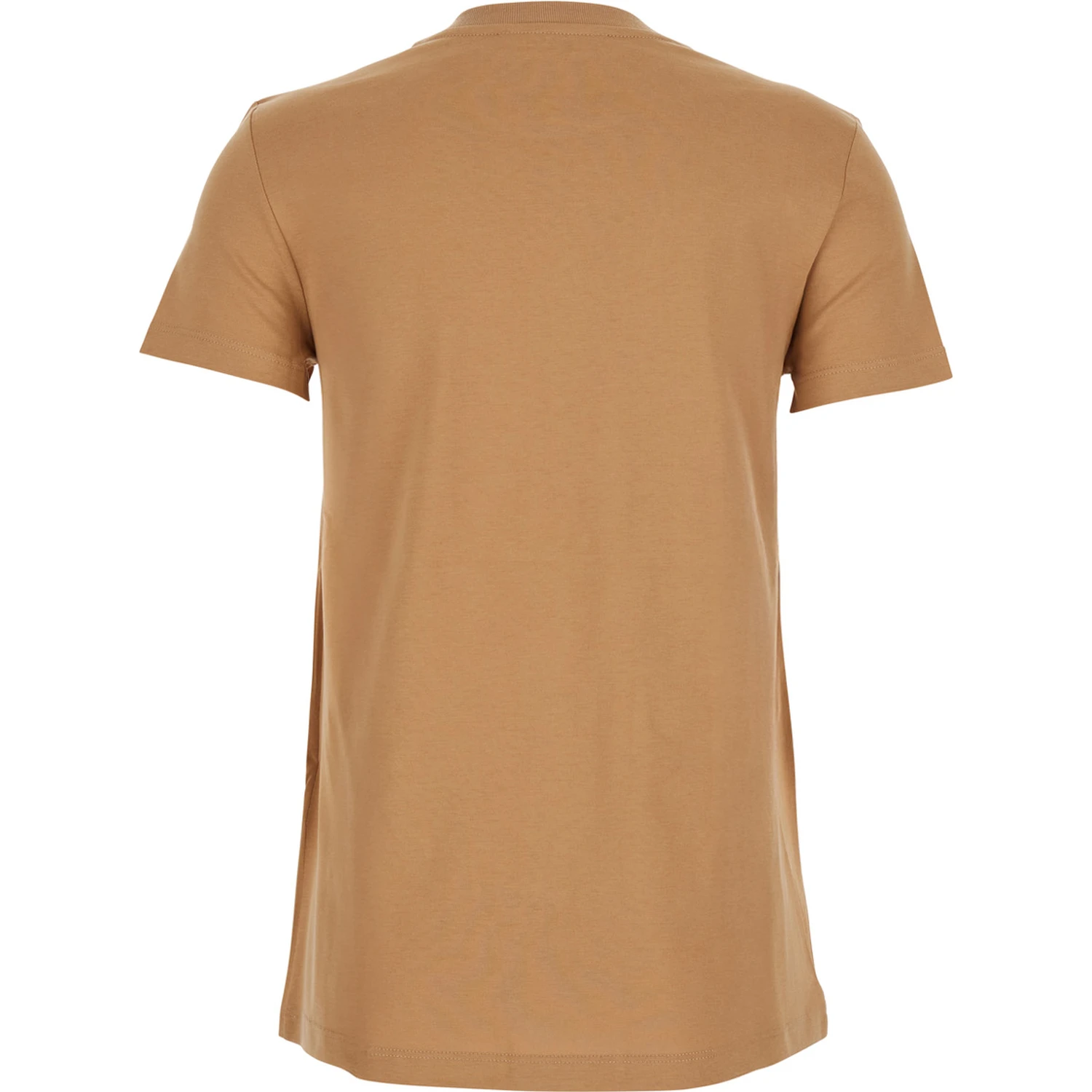 Bravo Beige Crewneck T-Shirt with Logo Embroidery on the Front in Cotton Woman