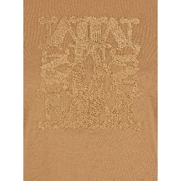 Bravo Beige Crewneck T-Shirt with Logo Embroidery on the Front in Cotton Woman