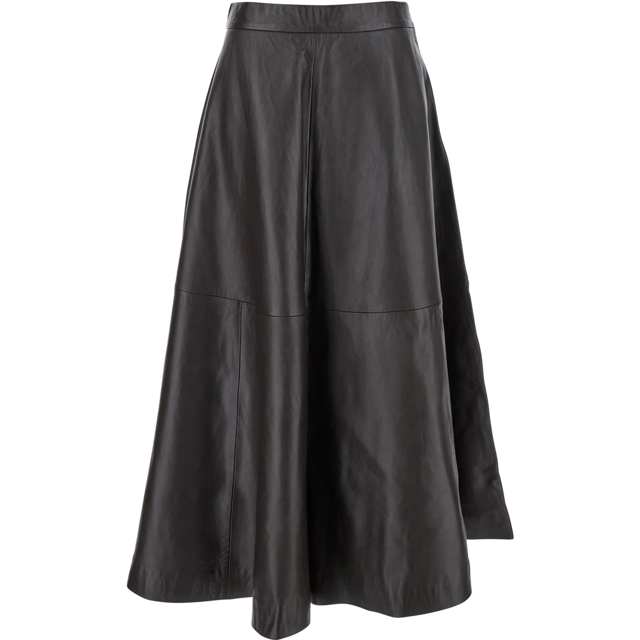 Bordeaux A-Line Skirt with Side Zip Closure in Leather Woman