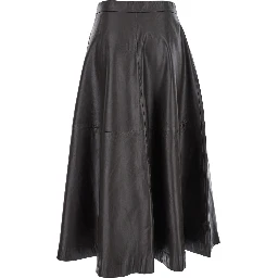 Bordeaux A-Line Skirt with Side Zip Closure in Leather Woman