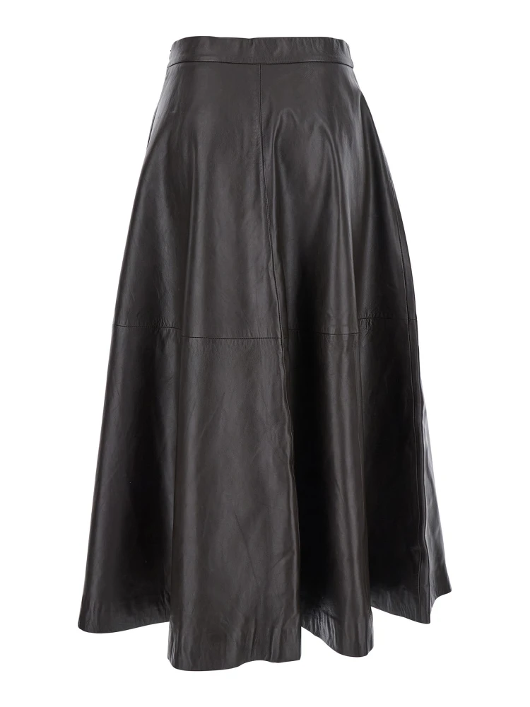 Bordeaux A-Line Skirt with Side Zip Closure in Leather Woman alternative
