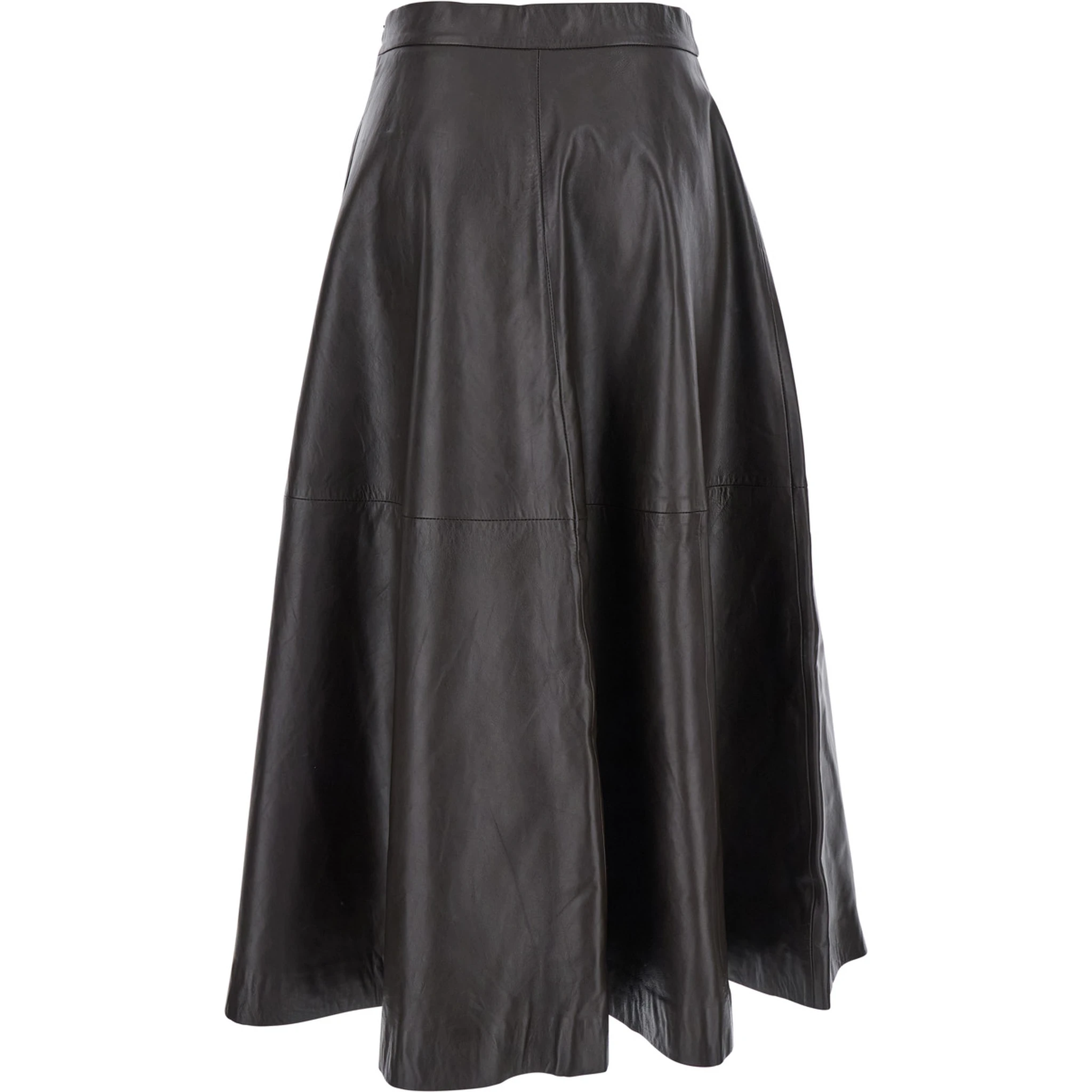 Bordeaux A-Line Skirt with Side Zip Closure in Leather Woman