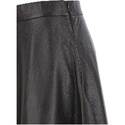 Bordeaux A-Line Skirt with Side Zip Closure in Leather Woman
