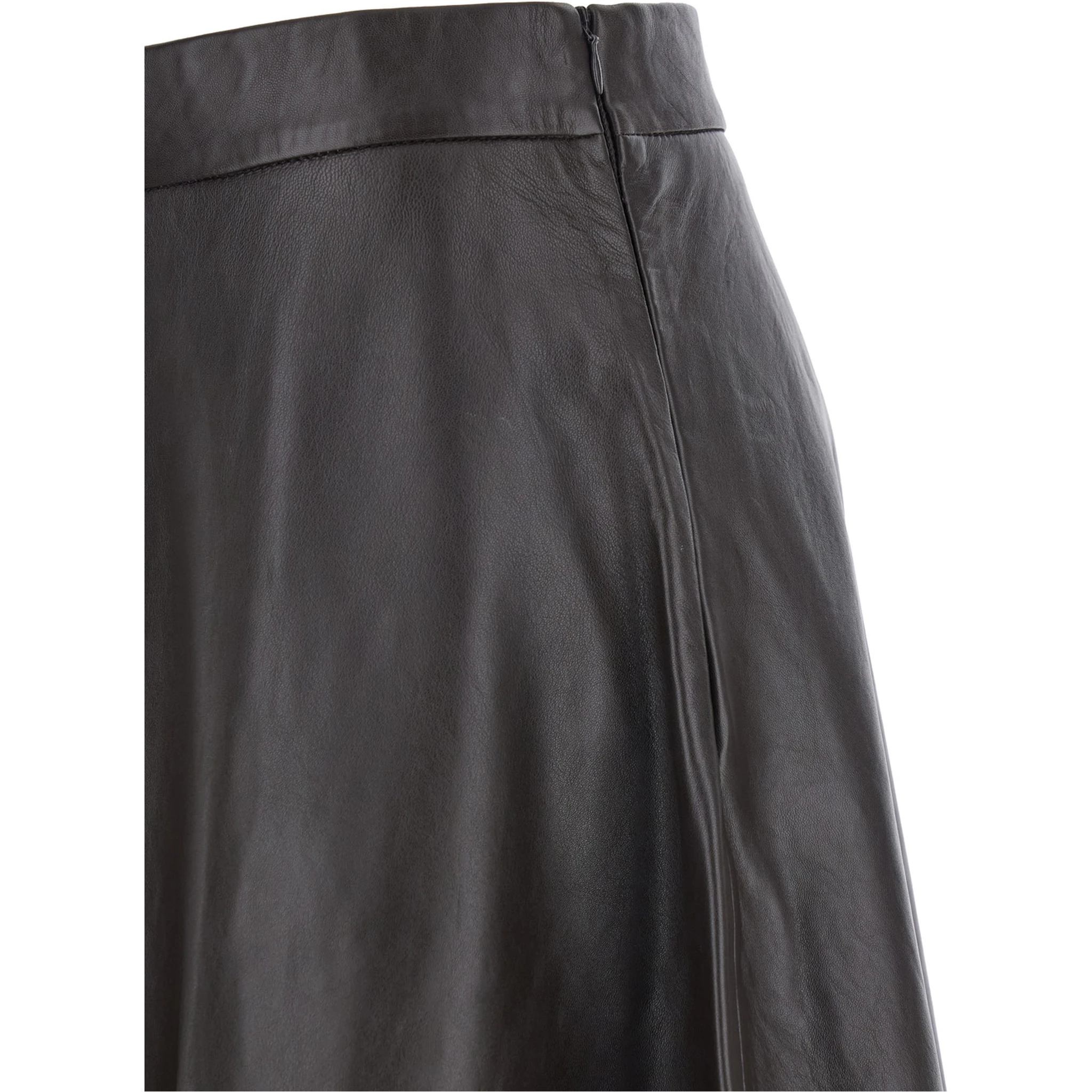 Bordeaux A-Line Skirt with Side Zip Closure in Leather Woman