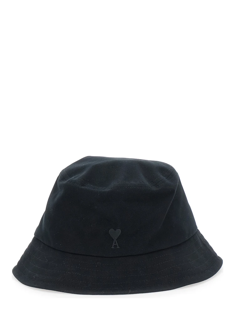 Black Hat with Logo on the Front in Cotton Man