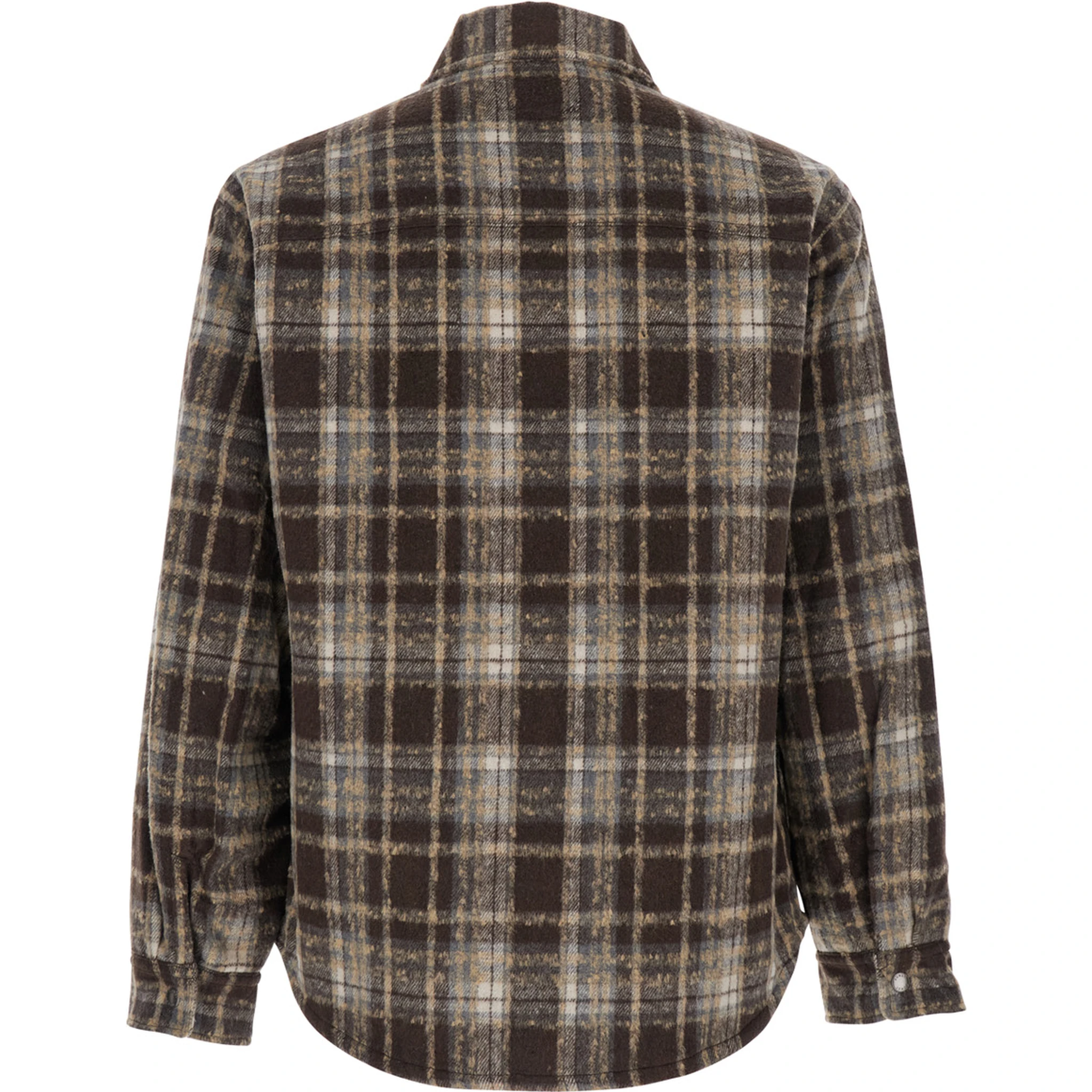 Brown Checkered Shirt with Front Logo Patch in Flannel Man