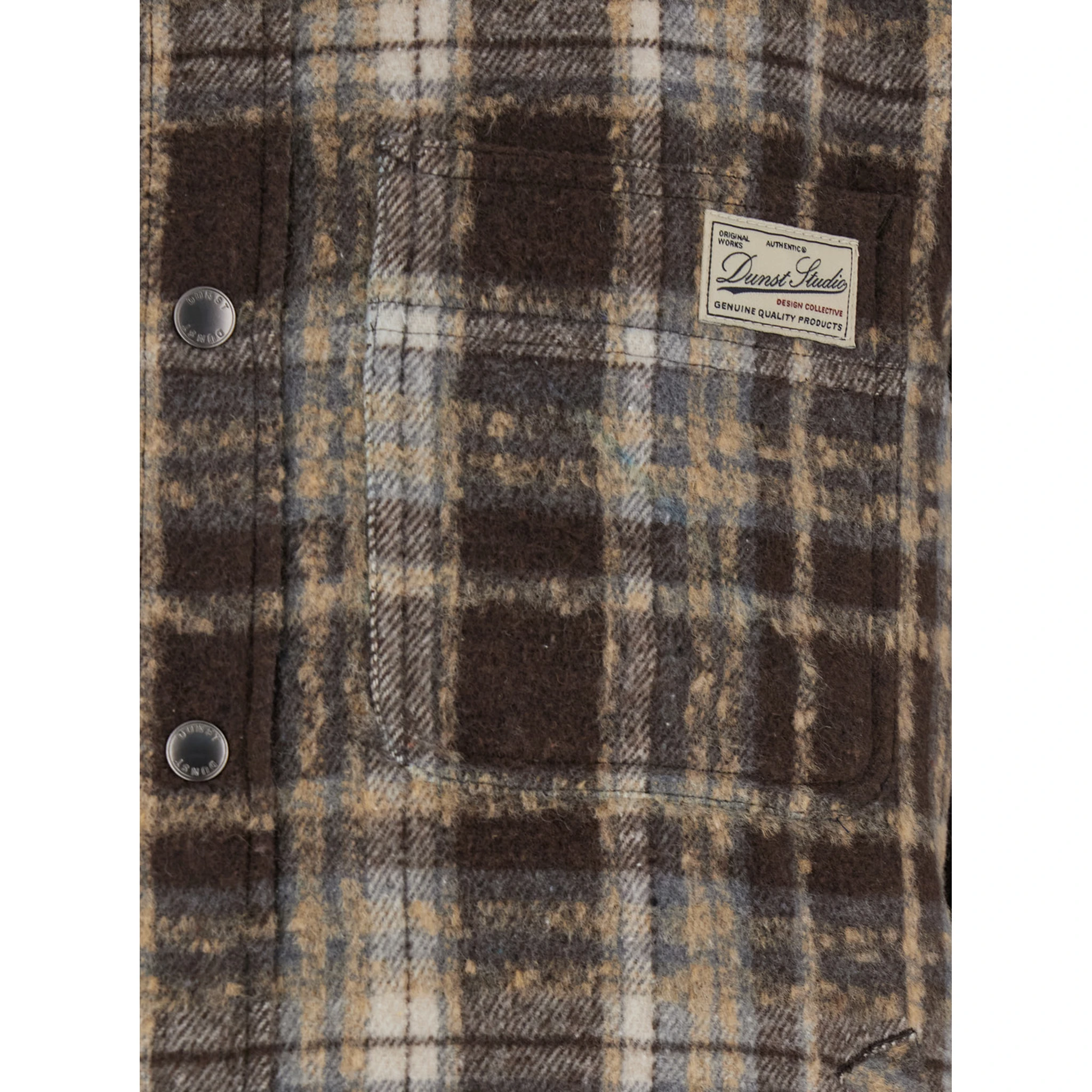 Brown Checkered Shirt with Front Logo Patch in Flannel Man