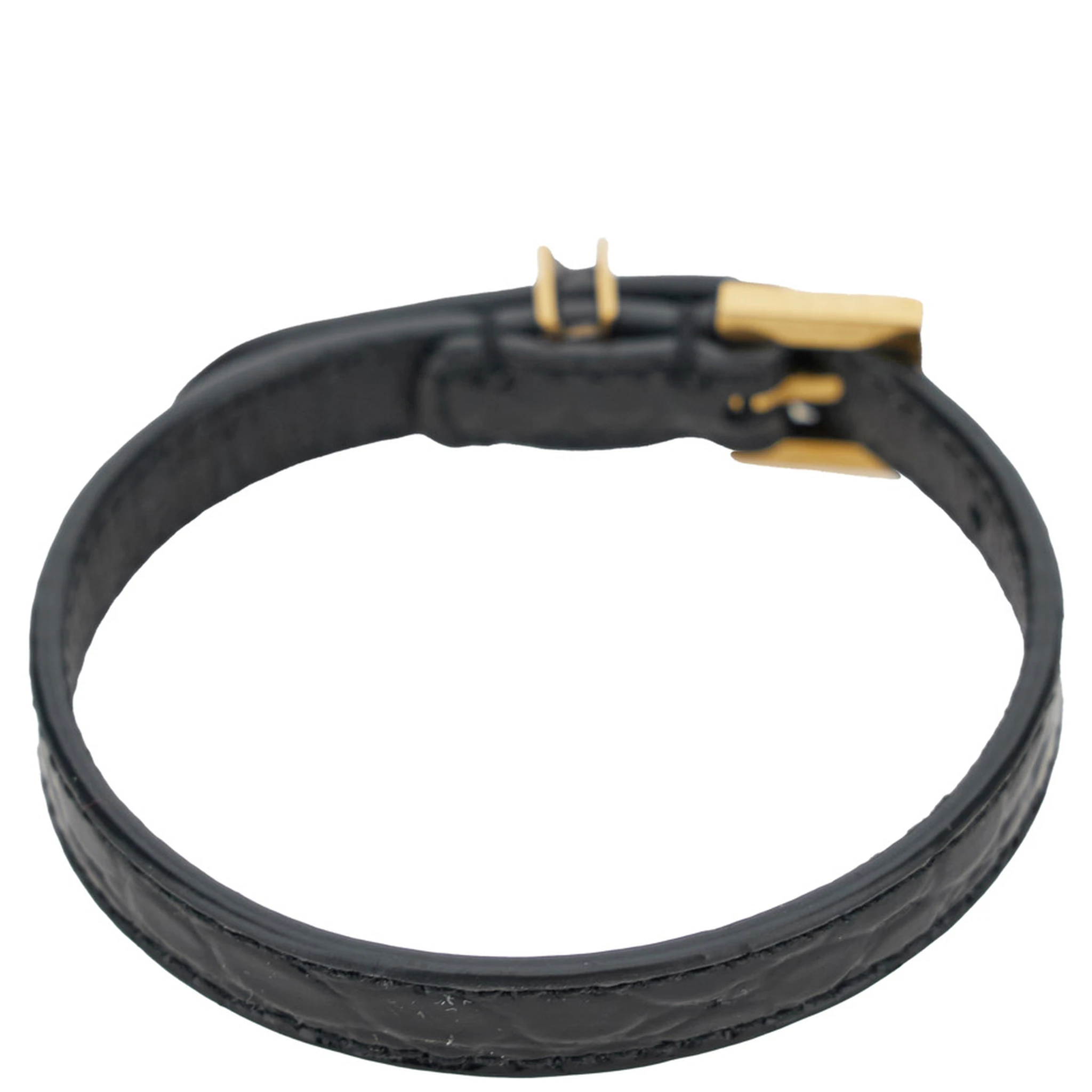 Cassandre Black Belt Bracelet in Croco Printed Leather Woman