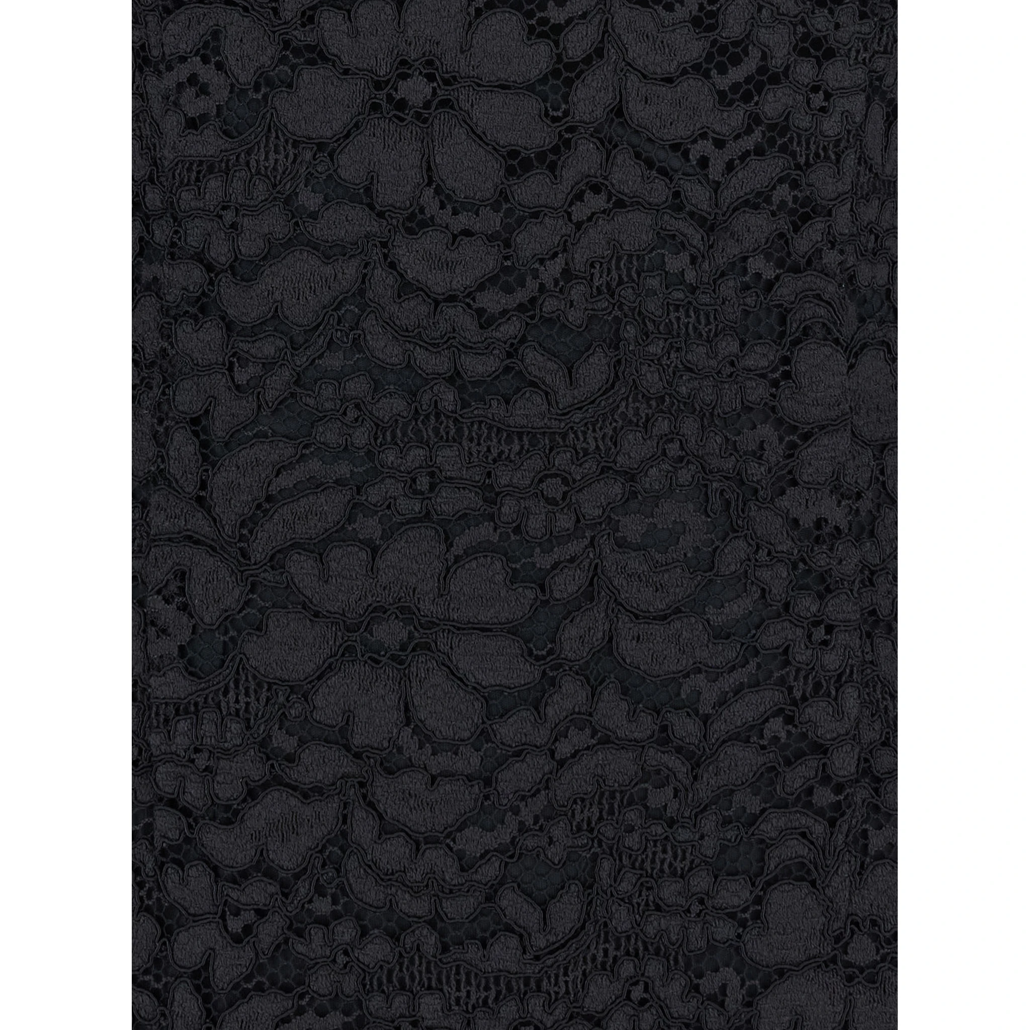 Black Maxi Dress with Rear Concealed Zip Closure and All-Over Embroidery in Lace Woman