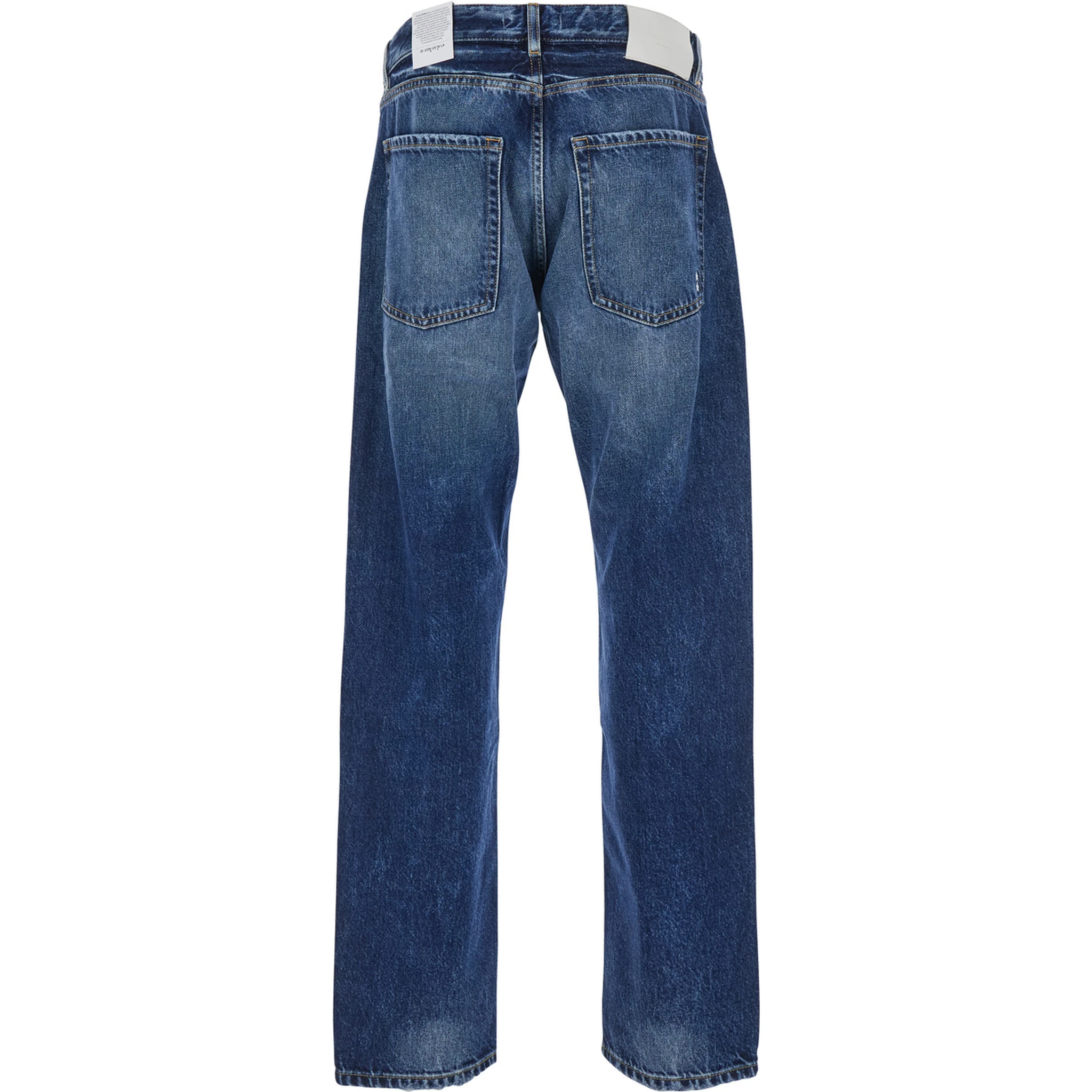 Kanye Blue 5-Pocket Jeans with Logo Patch in Cotton Denim Man