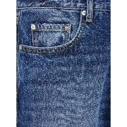 Kanye Blue 5-Pocket Jeans with Logo Patch in Cotton Denim Man