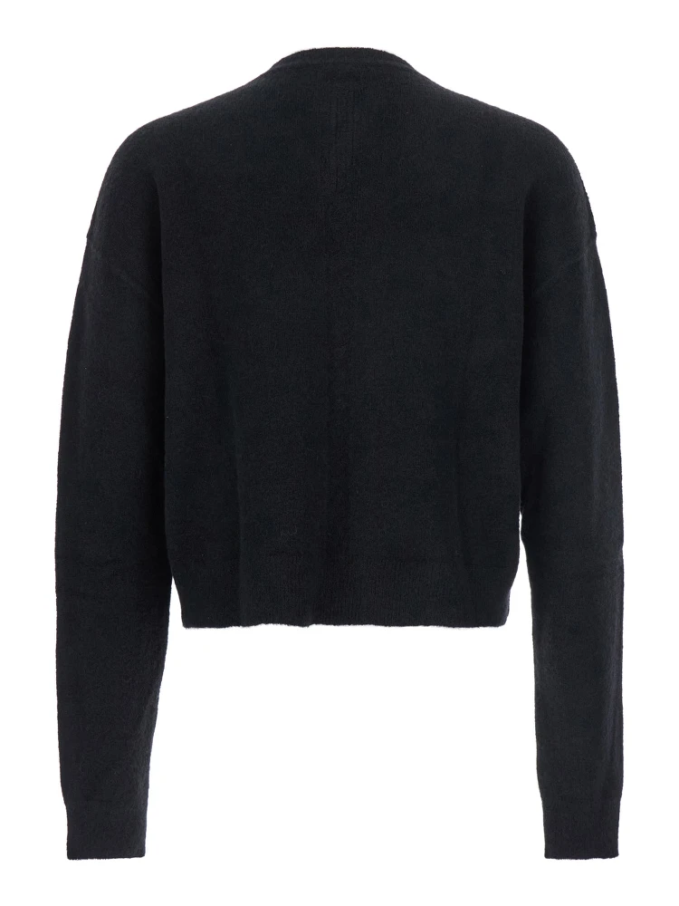 Black Sweater with V Neck and Dropped Shoulders in Wool Blend Man alternative