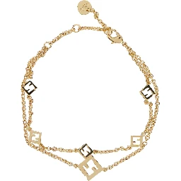 ‘Forever Fendi’ Gold-Colored Bracelet with Lobster Clasp and FF Charm in Bronze Woman