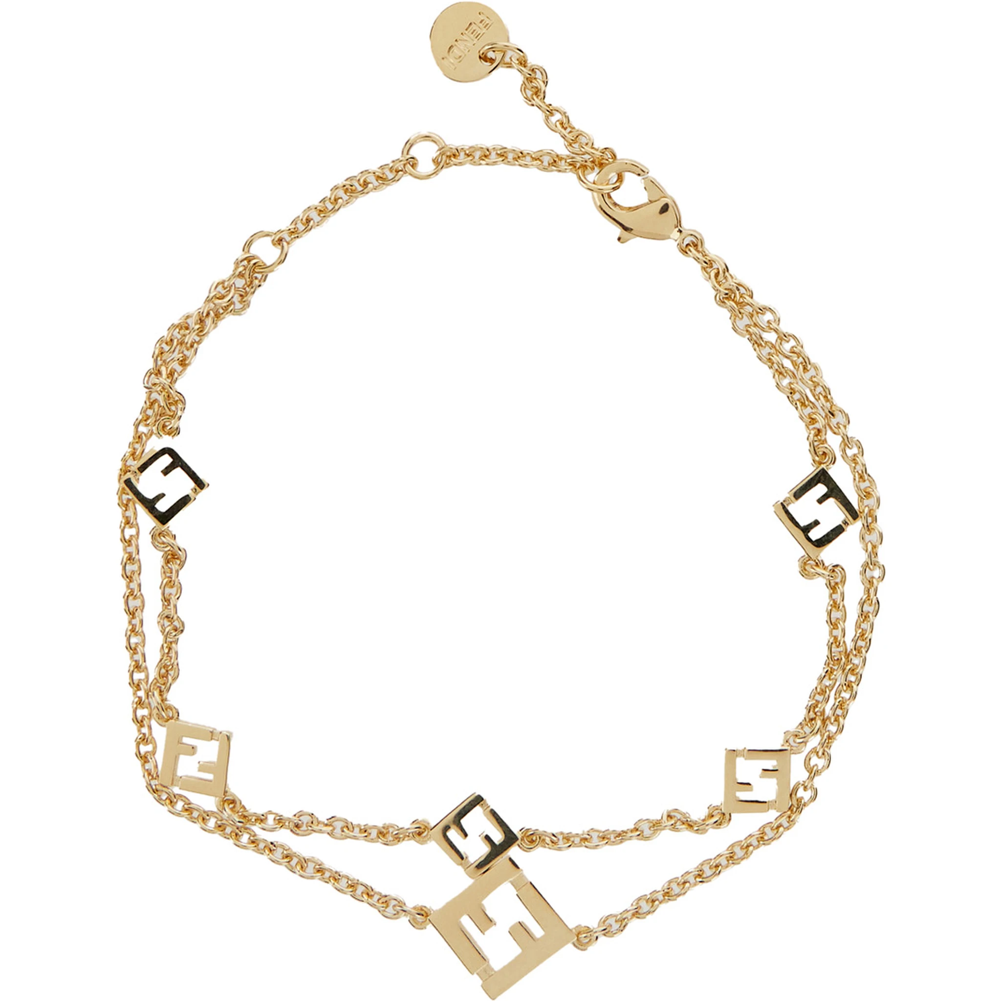‘Forever Fendi’ Gold-Colored Bracelet with Lobster Clasp and FF Charm in Bronze Woman